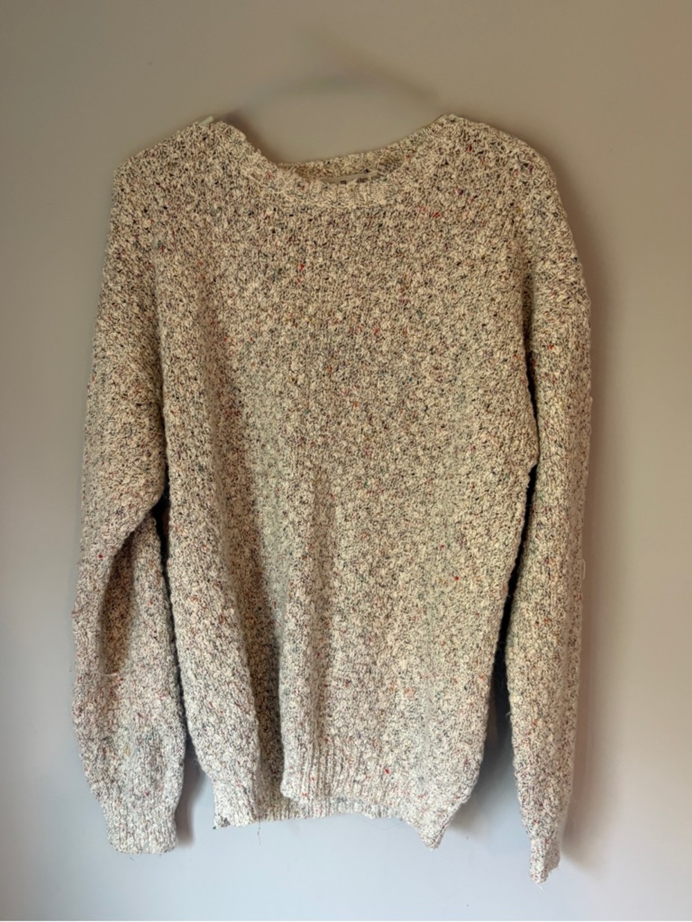 Cozy Neutral Bouclé Crewneck Sweater - Cream